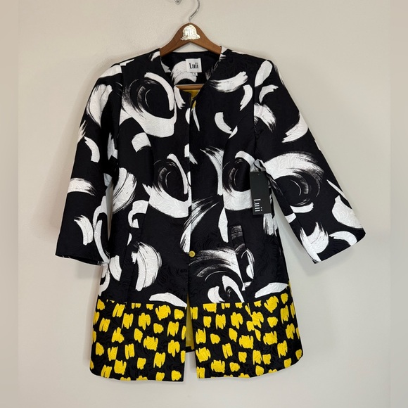 Luii Jackets & Blazers - Luii NWT Black & White and yellow Swirl Jacket in size small